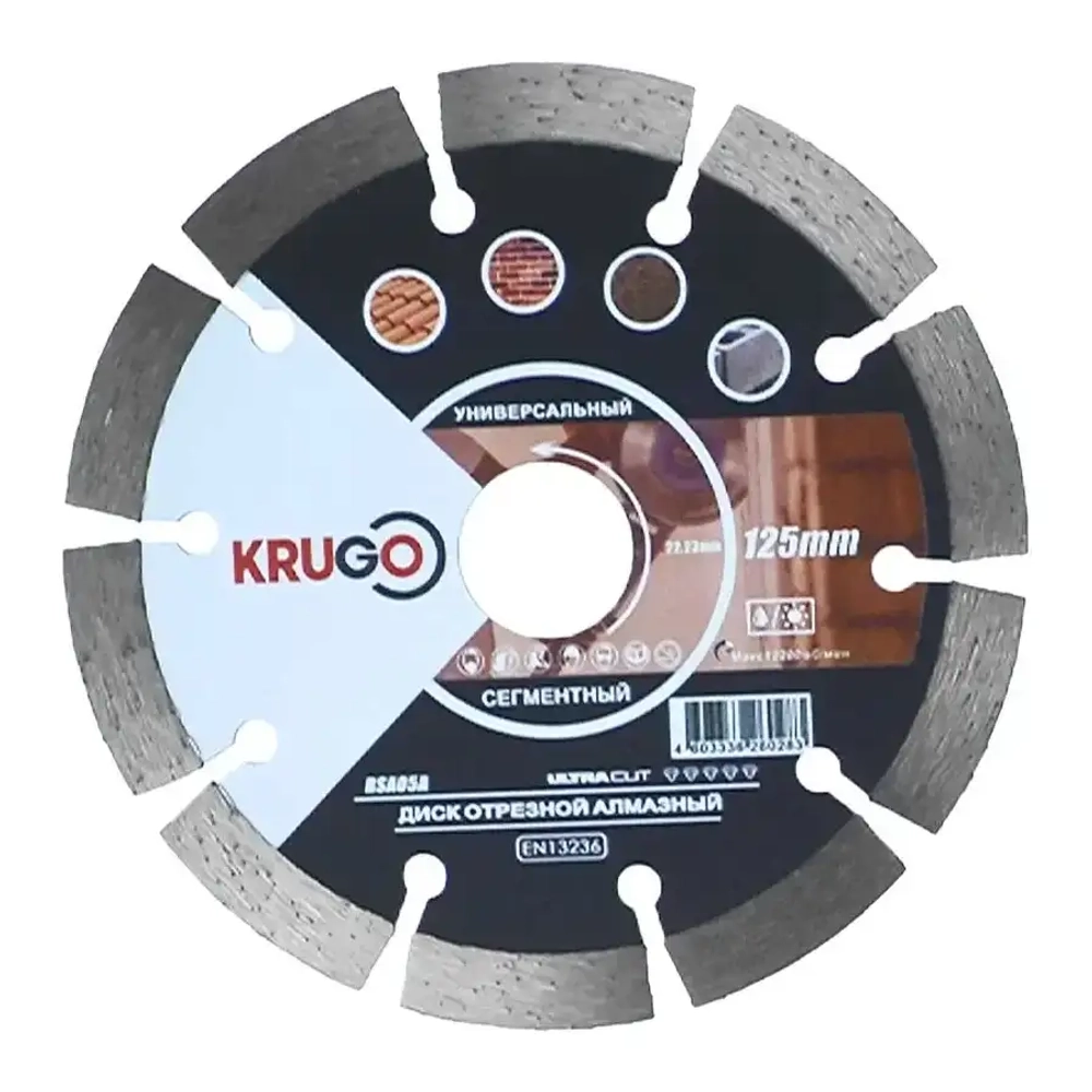 Диск алмазный сегментированный 125х2х22,23 мм KRUGO RSA05A