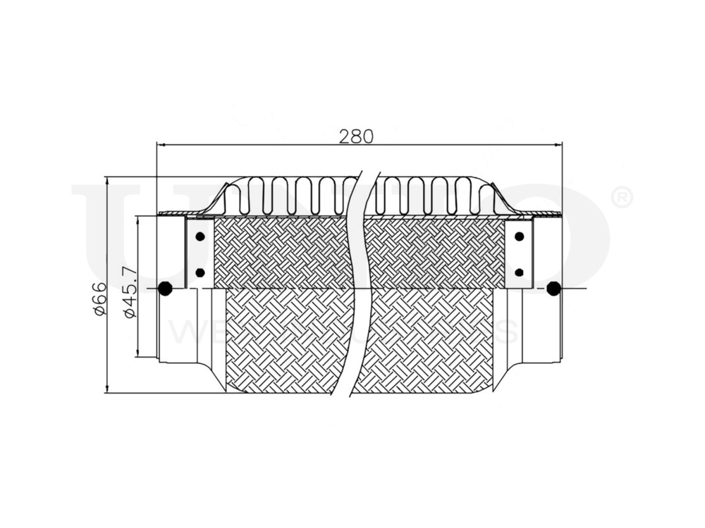 Гофра глушителя 45x280 мм InnerBraid UNIO EXP-45280