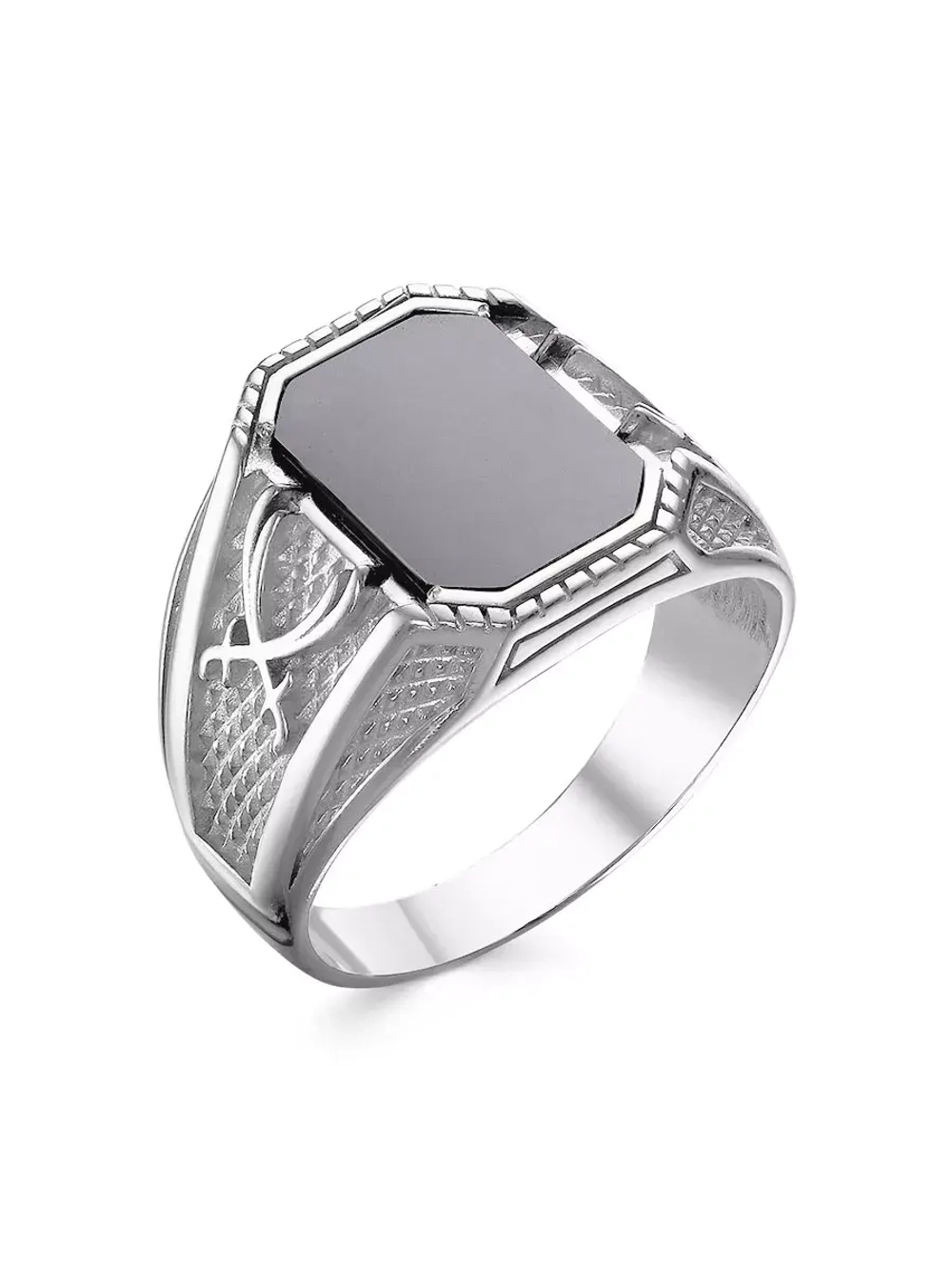 Серебряная печатка с черным агатом