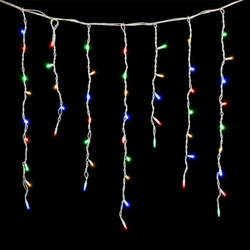 Светодиодная бахрома с колпачком 3,2*0,9 м., 168 разноцветных LED ламп, каучуковый белый провод, LTC (LL168-8-2M)