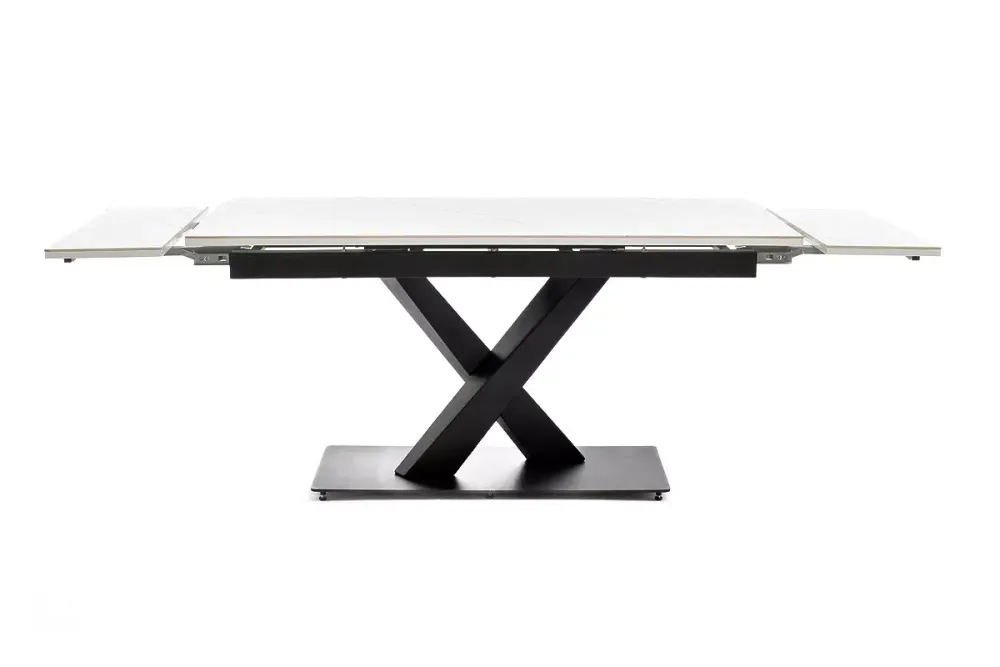 "Юпитер" стол интерьерный раздвижной обеденный из керамики, цвет белый глянцевый