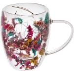 Кружка стеклянная с двойными стенками 350мл «Хай-Тек» с цветами