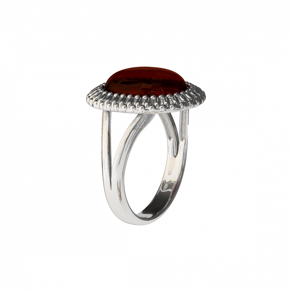 Кольцо винтажное с вишневым янтарем