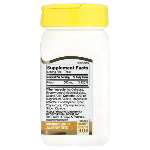21st Century, Ниацин, замедленное высвобождение, 500 мг, 100 таблеток