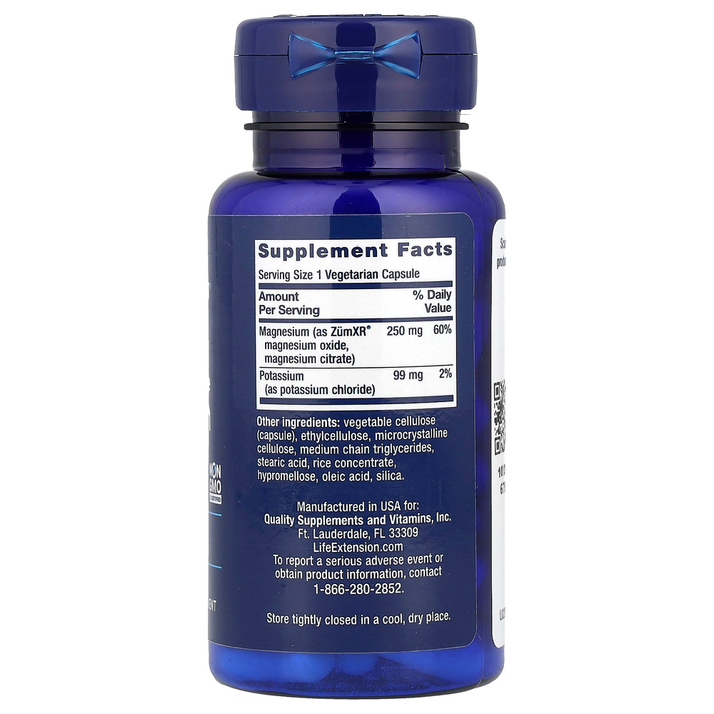 Life Extension, калий с магнием пролонгированного действия, 60 вегетарианских капсул