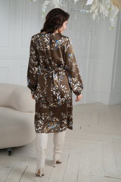 Платье коричневое с цветами