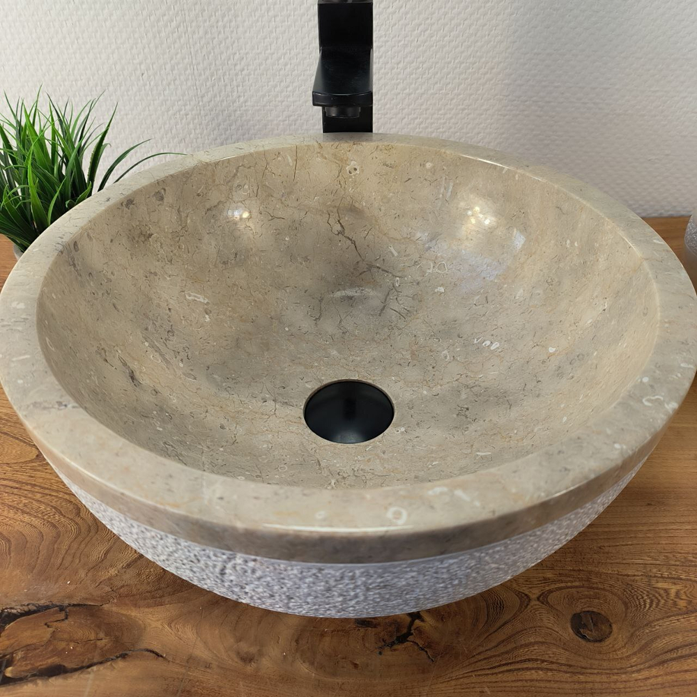 Раковина из мрамора Bowl Cream Dotted BM-66094 40х40х17 из натурального камня