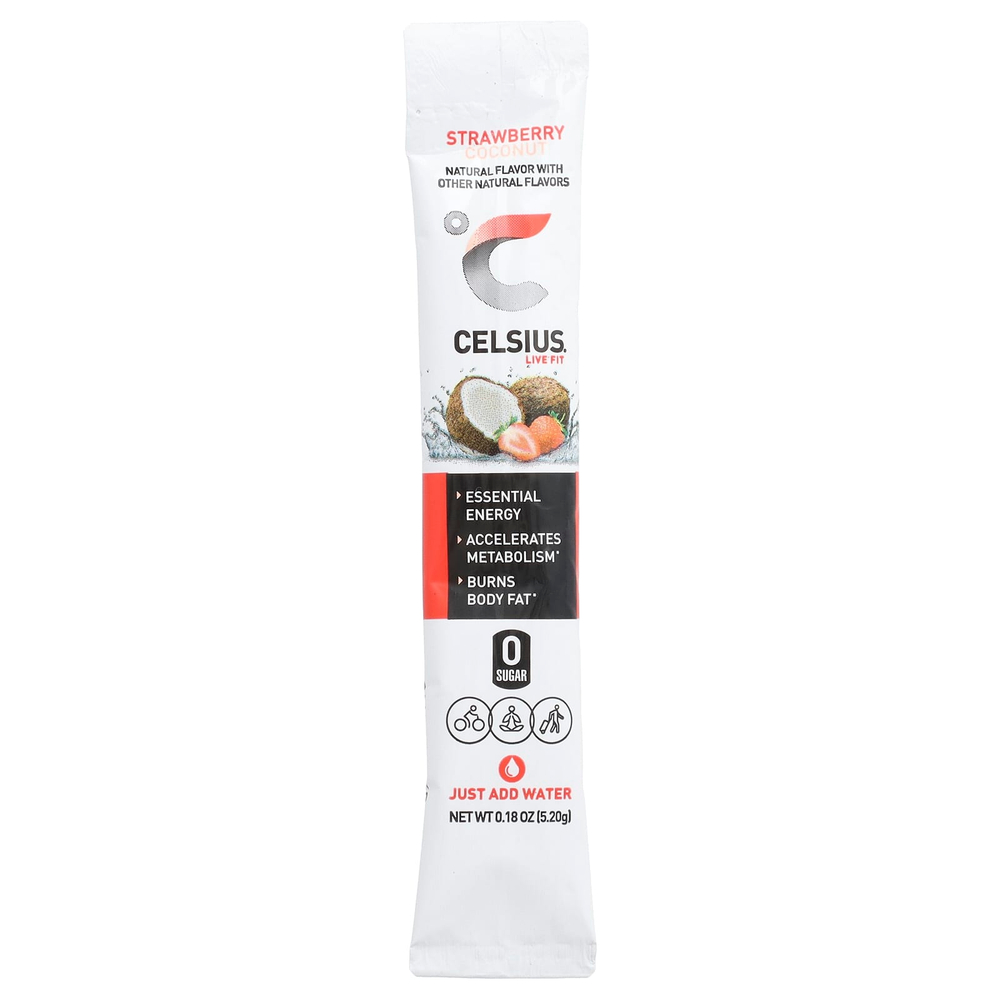 Celsius, Live Fit, клубника и кокос, 14 упаковок, по 5,2 г (0,18 унции)