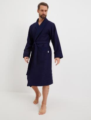 Халат мужской TНOMAS сатиновый жаккард Синий "Polens"