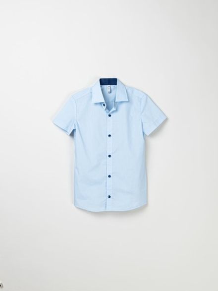 Рубашка с коротким рукавом "Голубая" для мальчика 7+