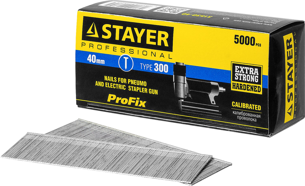STAYER гвозди тип 300 (47/J/F), 40 мм, калибр 18GA. 5000 шт. (31530-40)