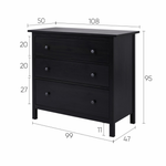 Комод с 3 ящиками деревянный, Хемнэс Hemnes/ Кымор, 108х50х96 см,черный