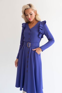 Платье фиолетовое с воланами из вискозы