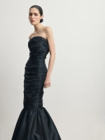 Черное платье-макси из тафты с драпировкой "Minuit"