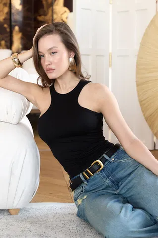 Майка из модала черного цвета