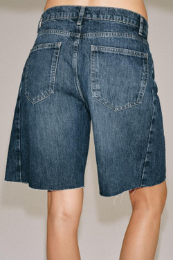 ZARA ДЖИНСОВЫЕ ШОРТЫ RELAXED СО СРЕДНЕЙ ПОСАДКОЙ — ZW COLLECTION, СИНИЙ