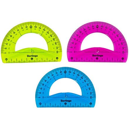 Транспортир пластиковый, гибкий, 10см, 180°, ассорти, Berlingo Flexy
