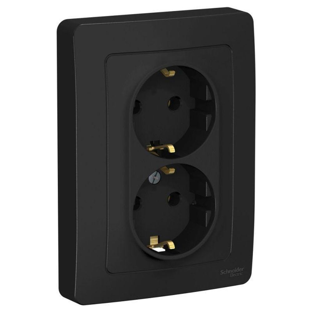 Розетка 2-м СП Blanca 16А IP20 250В с заземл. без защ. шторок антрацит SE BLNRS001026