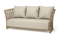 "Валенсия" диван из искусственного ротанга трехместный, цвет соломенный
