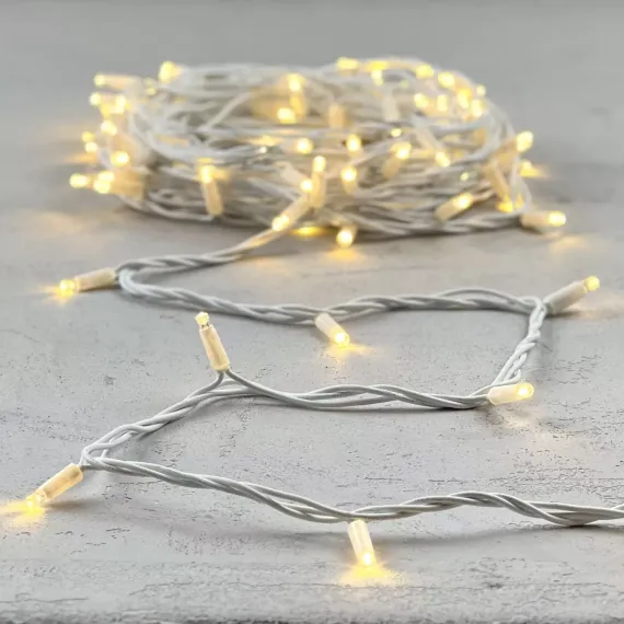Гирлянда Нить 10 м., теплый белый, 220В, 75 LED, Провод Белый Каучук, IP65, LTC (LL75-8-2WW)