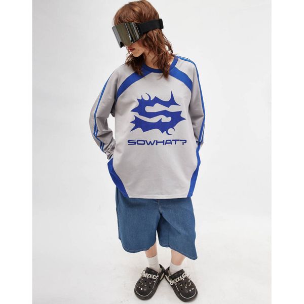 Лонгслив джерси серый / синий - фото 6