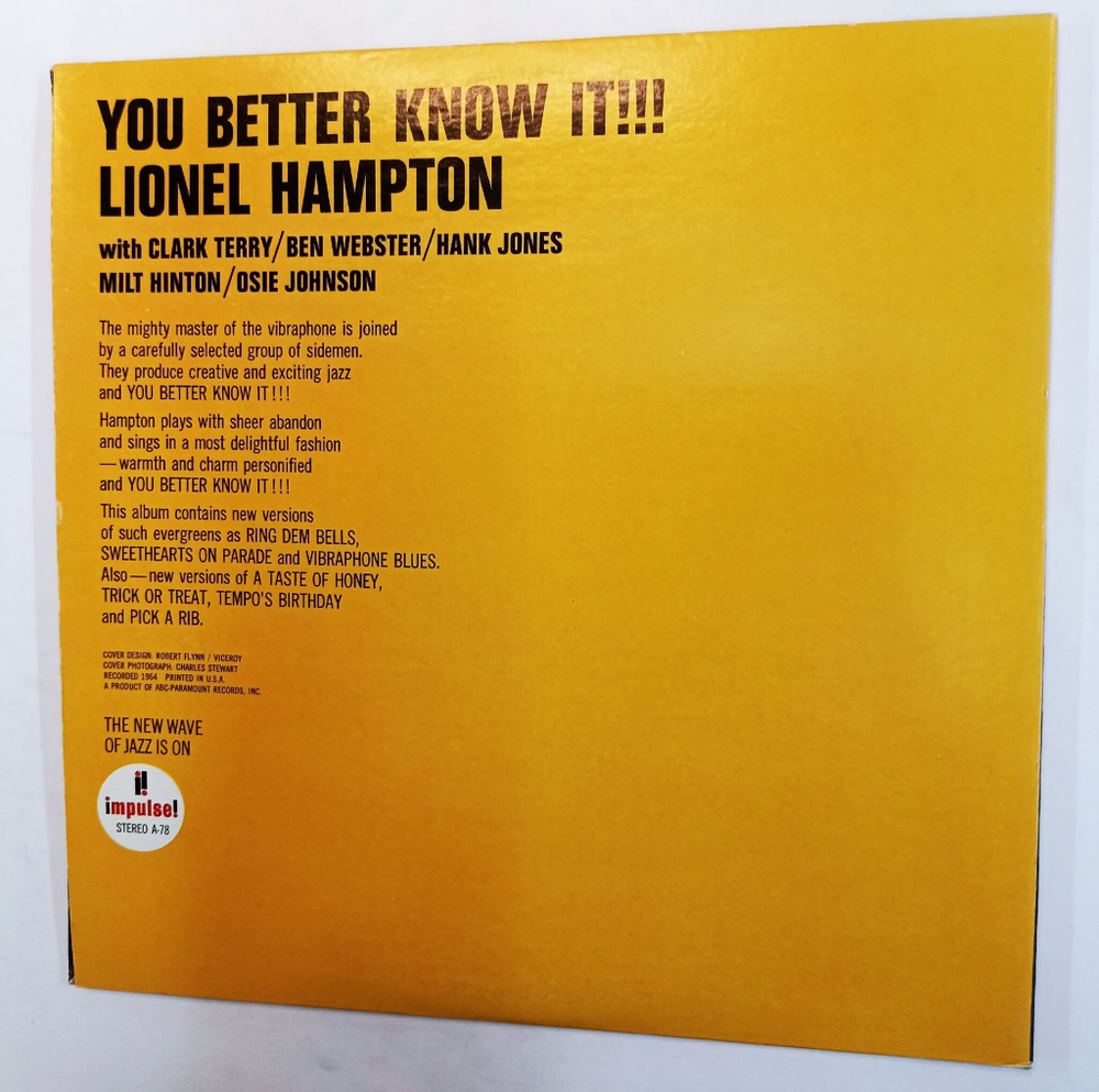 Винтажная виниловая пластинка Lionel Hampton You Better Know It (USA 1974)
