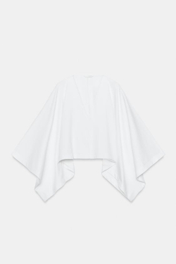 ZARA ТОП-НАКИДКА ИЗ ПЛОТНОГО ХЛОПКА, БЕЛЫЙ