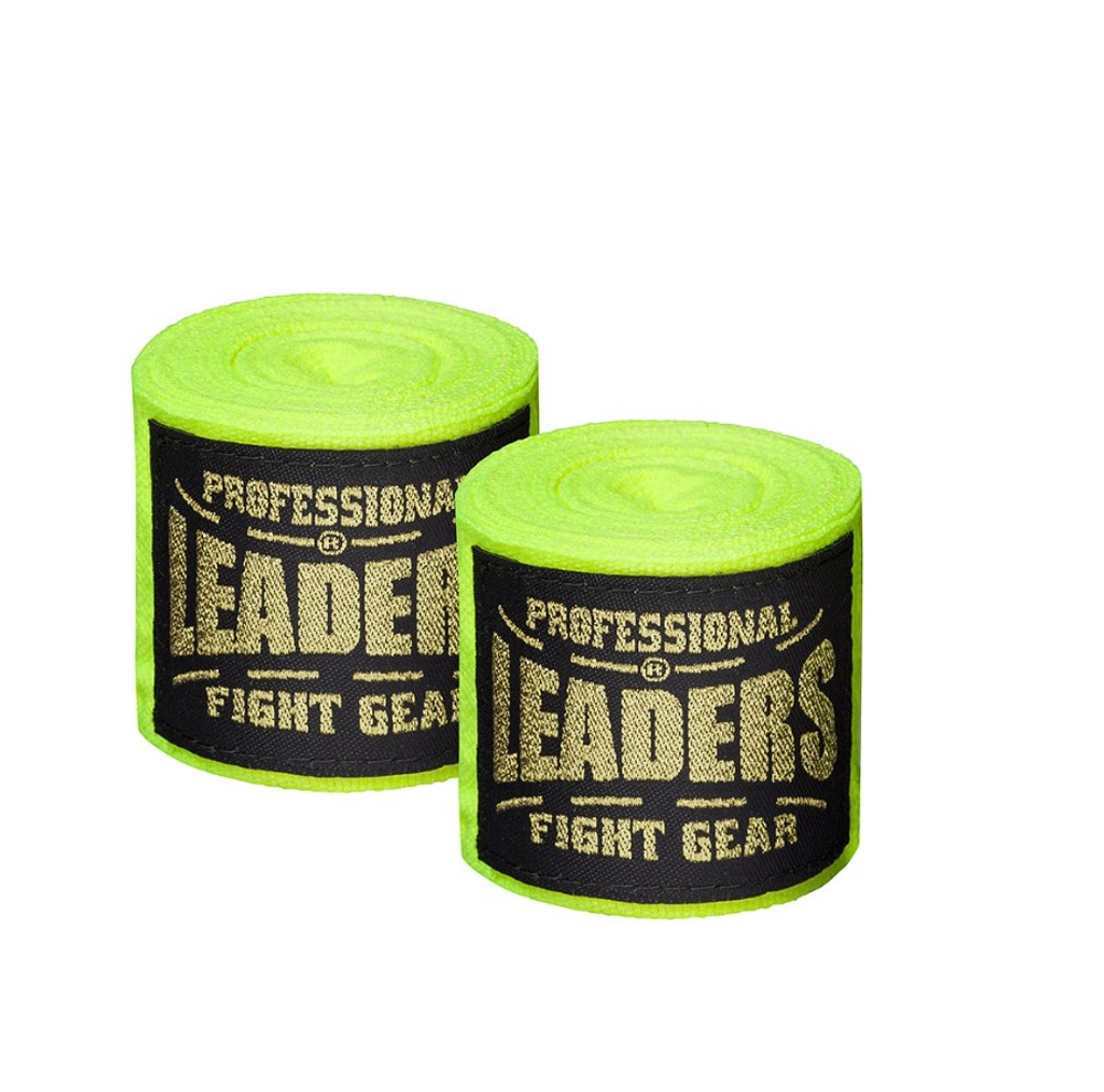 Бинты боксерские LEADERS Semi elastic  ( 50% хлопок/50% эластик, салатовый)