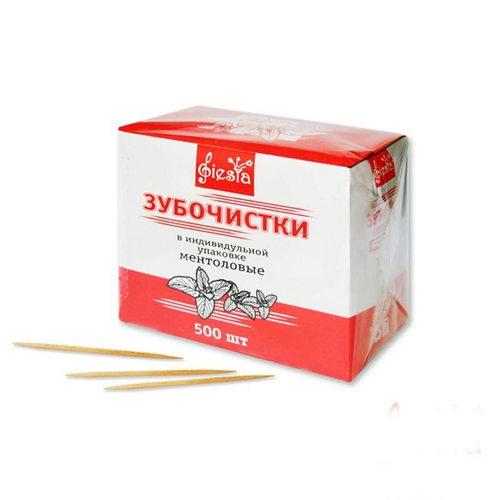 Зубочистки FIESTA в индивидуальной упаковке в бумаге (ментол) 500шт/упак, 100упак/кор