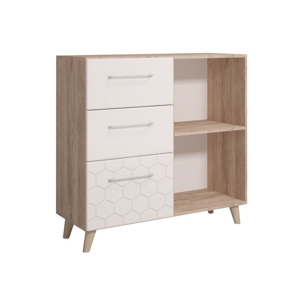 Комод малый "Войтек" М-8 (дуб баррик светлый/белый матовый), ЛДСП/МДФ, Комфорт-S, г. Ижевск