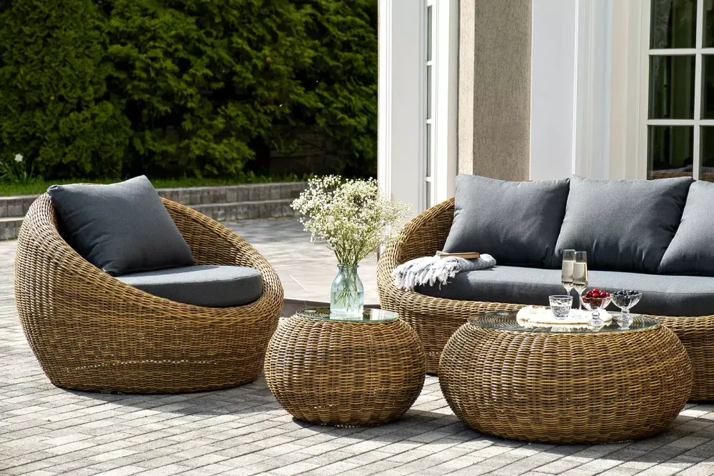 "Барселона" лаунж-зона из искусственного ротанга, цвет соломенный