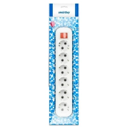 Колодка Smartbuy, 6 гнезд 16А/3,5кВт c выключателем и заземлением (SBE-16-6-00-ZS)