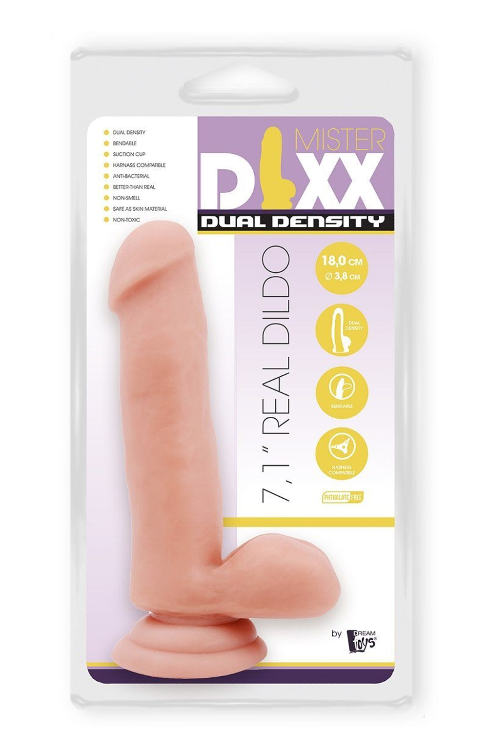 Телесный фаллоимитатор-реалистик Dual Density Dildo - 18 см. (Цвет: телесный)