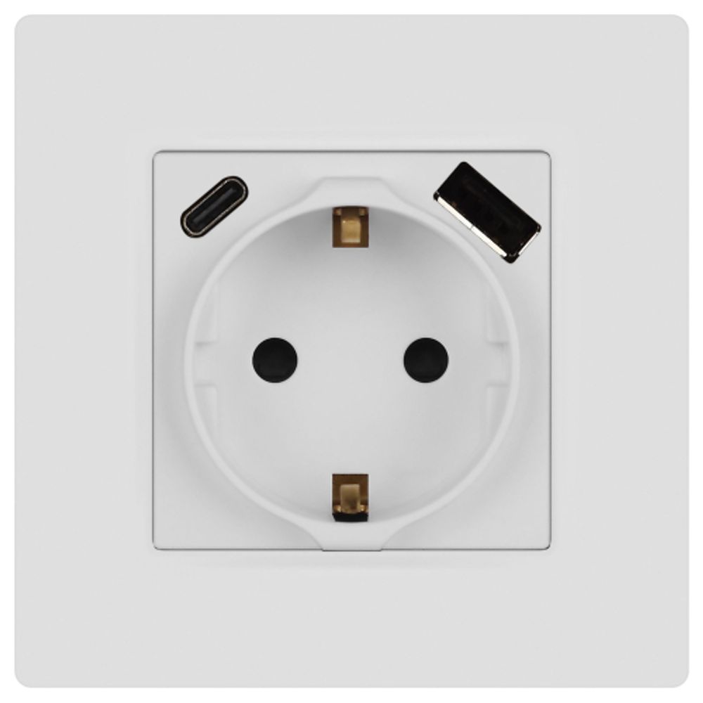Розетка ЭРА Серия 12 12-4108-01М 2P+E 16A-250В со шторками с USB type-A+C 5В-3А белый матовый