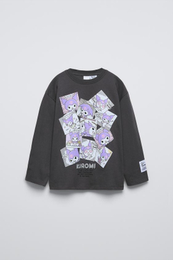 ZARA ФУТБОЛКА С ПРИНТОМ KUROMI © SANRIO, АНТРАЦИТОВО-СЕРЫЙ