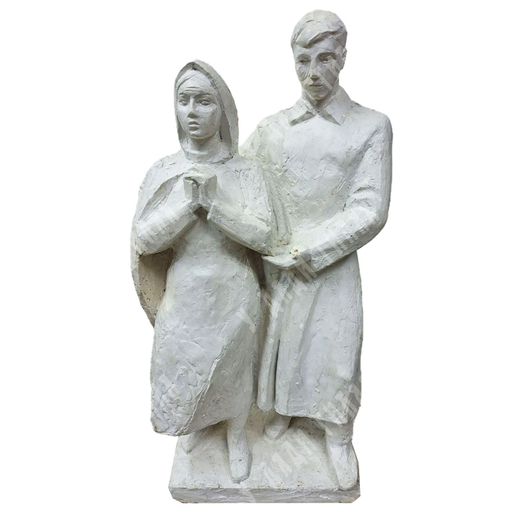 Динес Ю. С. Скульптурная композиция «1941». «Мать и сын». Эскиз. Оригинальная модель. Гипс, формовка