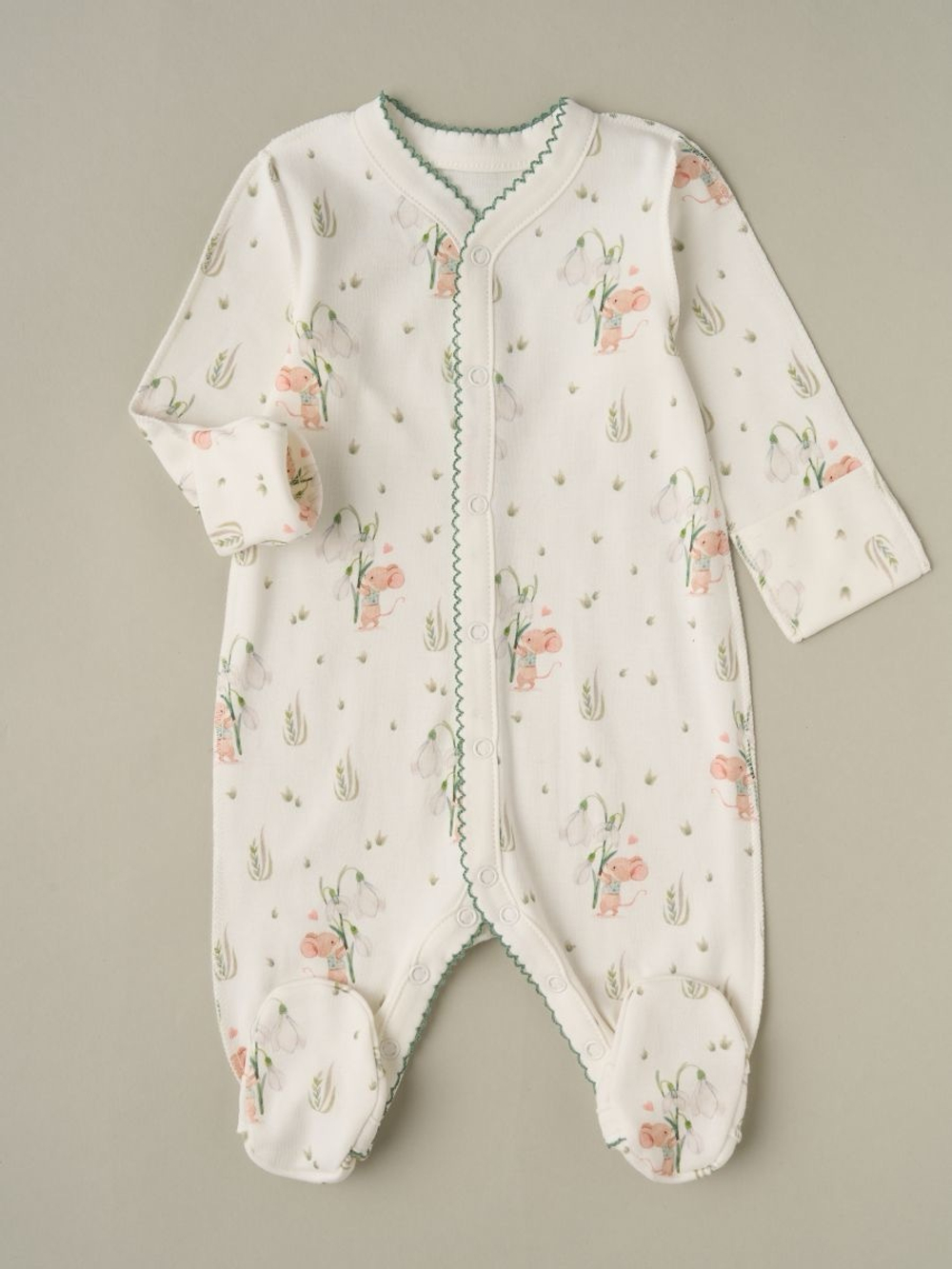 Комбинезон на кнопках "Мышонок с подснежником"