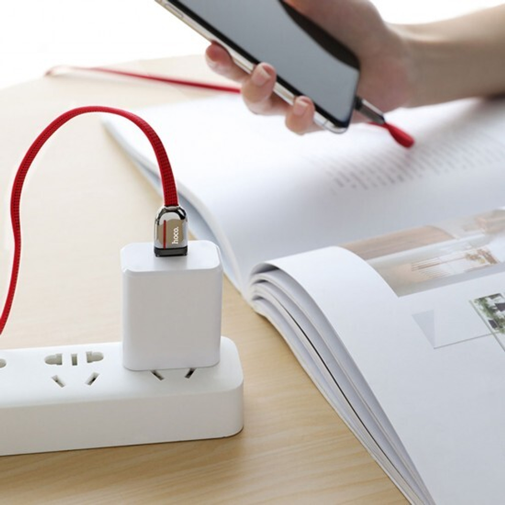 Кабель для iPhone HOCO U74 Grand QC 3.0 1,2 м в оплетке, 012704 Черный