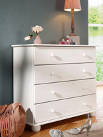 Комод Мелоди для вещей деревянный 4 ящика, белый