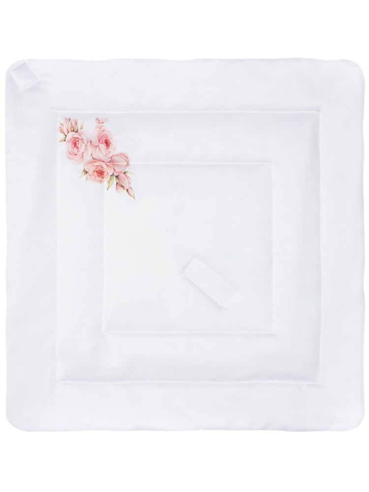 Зимний конверт-одеяло на выписку &quot;Розы&quot; (белое, принт без кружева)