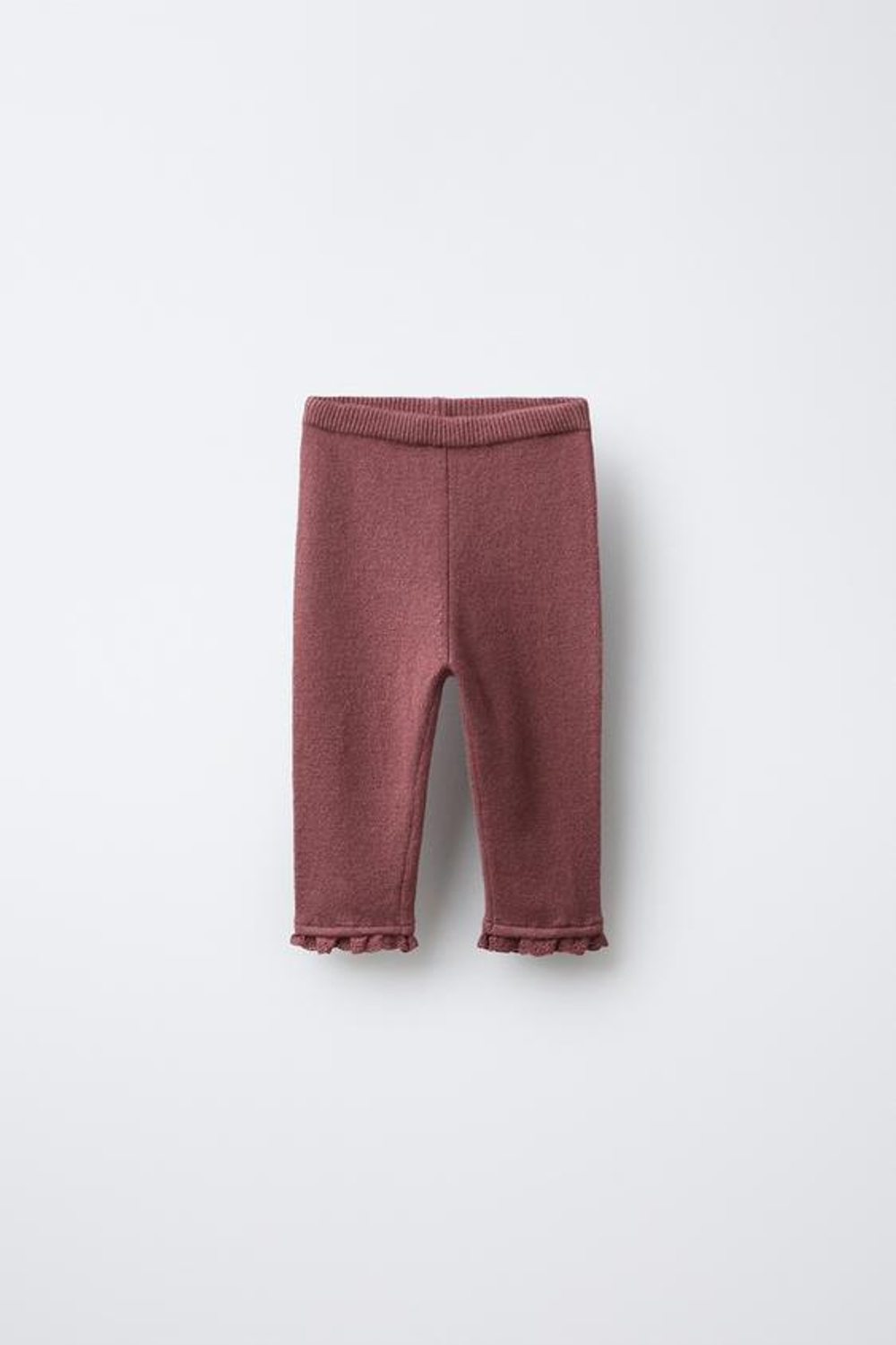 ZARA ТРИКОТАЖНЫЕ ЛЕГИНСЫ С КРУЖЕВОМ, РОЗОВЫЙ