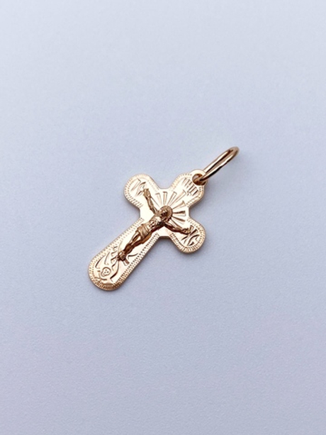 Крест из серебра/Позолота/С подвижным ухом/С алмазной огранкой
