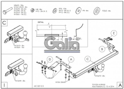 Фаркоп оцинкованный Galia T066A для Toyota Avensis седан/лифтбек 2003-2009(паспорт и сертификат в комплекте)(без электрики)