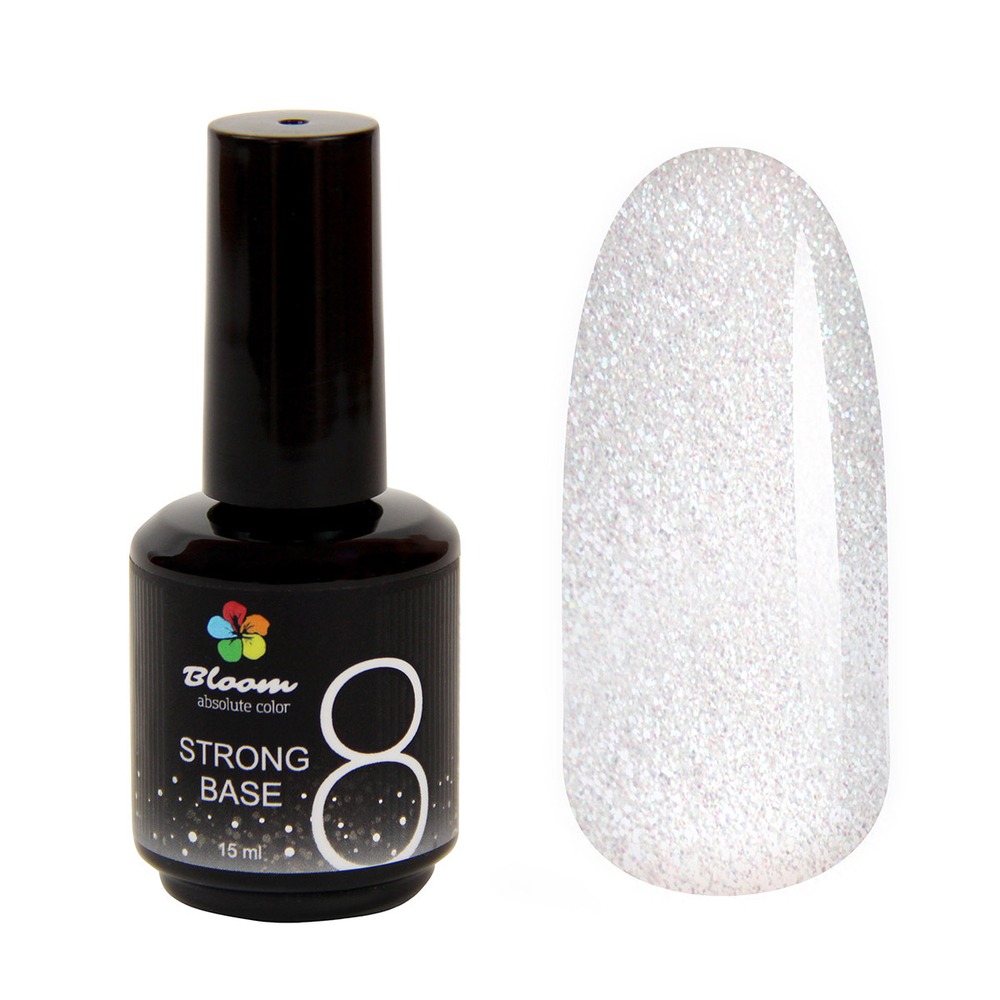База Bloom Strong COVER жесткая №08 15мл (молочный с блестками)