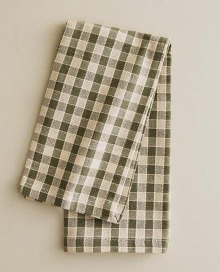 ZARA HOME НАБОР САЛФЕТОК В КЛЕТКУ (2 ШТ.), ЗЕЛЕНЫЙ