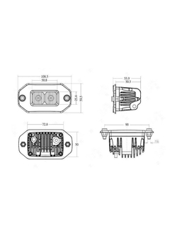 Светодиодные фары дальнего света AURORA 76x38 мм 20W (комплект 2 шт)