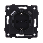 Розетка штепсельная SCHUKO 16A/250 В с USB A+C 20W, черный матовый Kollinger REA-004BM для Aspekt, Eleganz, Reflex