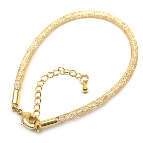 Основа для браслета д.16 со стразами и удлинительной цепочкой, позолота