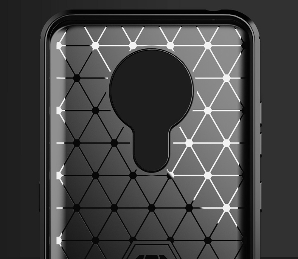 Чехол темно-синего цвета на Nokia 5.3, стиль под карбон, серия Carbon от Caseport
