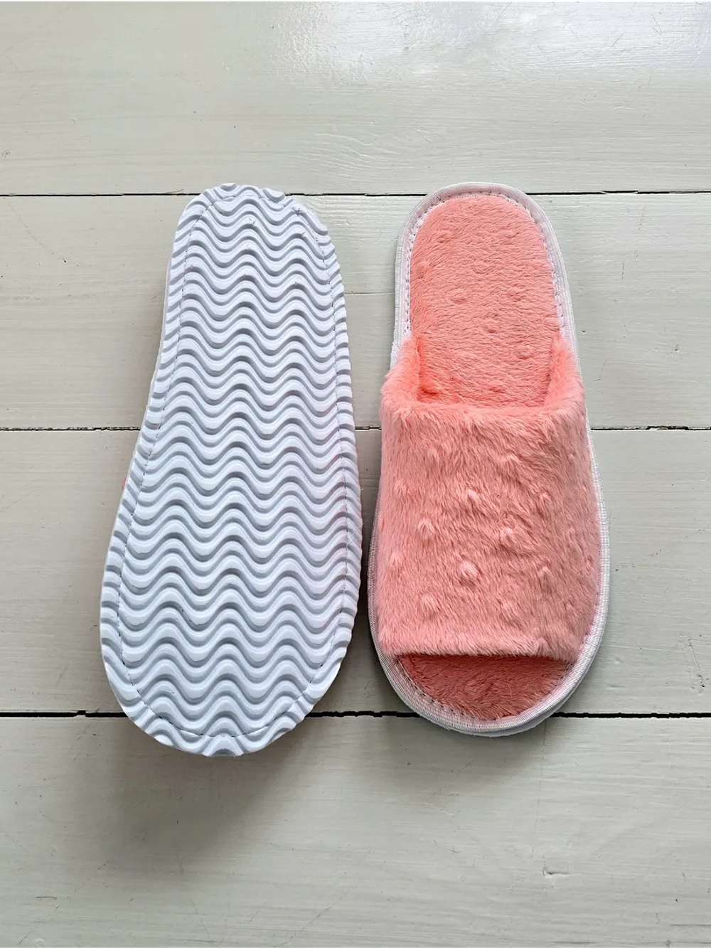 Тапочки велсофт открытые нежно-розовые